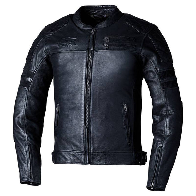 Schwarze Herren-Lederjacke RST Hillberry2 CE, klassische Jacken-Design, detailreiche nähte und stilvoller Schnitt sichtbar