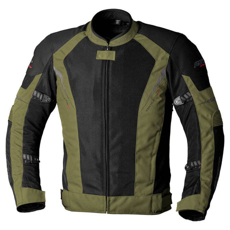 Graue RST Ventilator-XT CE Textil-Motorradjacke für Herren in Grün, touring Jacke mit Belüftung und reflektierenden Elementen.