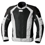 Schwarze und silberne RST Ventilator-XT CE Textil-Motorradjacke für Herren, touring Jacke mit Belüftung und reflektierenden Details