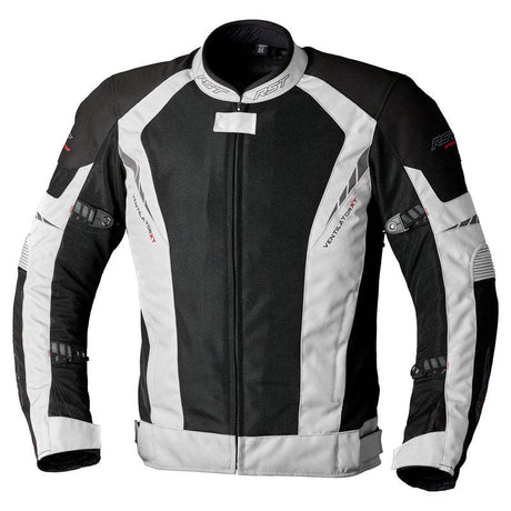 Schwarze und silberne RST Ventilator-XT CE Textil-Motorradjacke für Herren, touring Jacke mit Belüftung und reflektierenden Details