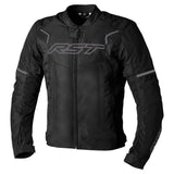 Schwarze RST Pilot EVO CE Textil-Motorradjacke für Herren, touring Jacke mit Protektoren, frontal Ansicht
