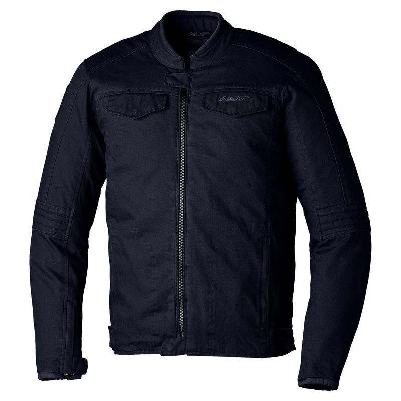 Schwarze RST Crosby2 CE Textil-Motorradjacke für Herren, klassische Motorradjacke mit robustem Design und Schutzmaterial.