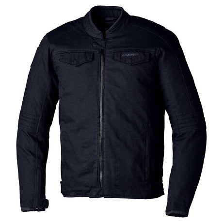 Schwarze RST Crosby2 CE Textil-Motorradjacke für Herren, klassische Motorradjacke mit robustem Design und Schutzmaterial.
