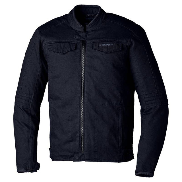 Schwarze RST Crosby2 CE Textil-Motorradjacke für Herren, klassische Motorradjacke mit robustem Design und Schutzmaterial.