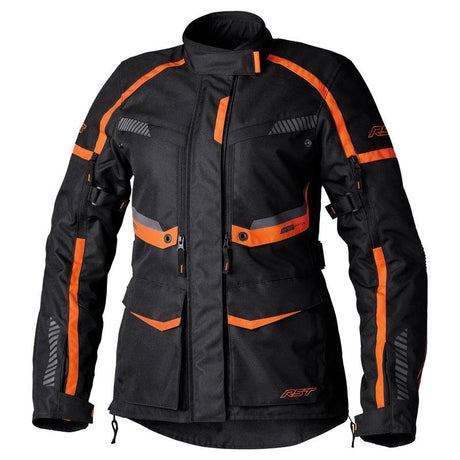 Herren-Adventure Jacke von RST Maverick EVO CE aus orangefarbenem Textil, mit Schutzpolsterung und reflektierenden Details
