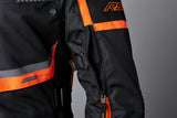 Damen-Textil-Motorradjacke RST Maverick EVO CE in leuchtendem Orange, Adventure-Jacke mit Schutzpolstern und reflektierenden Details.
