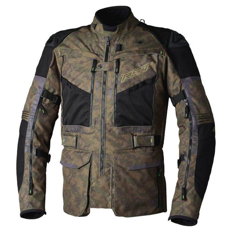 Grüne RST Pro Series Ranger CE Textil-Motorradjacke für Herren, Adventure-Jacke mit Schutzprotektoren, outdoor geeignet