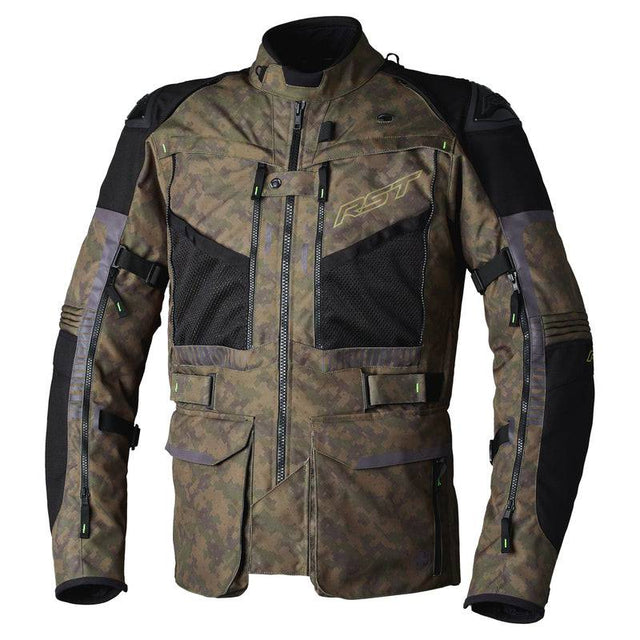 Grüne RST Pro Series Ranger CE Textil-Motorradjacke für Herren, Adventure-Jacke mit Schutzprotektoren, outdoor geeignet