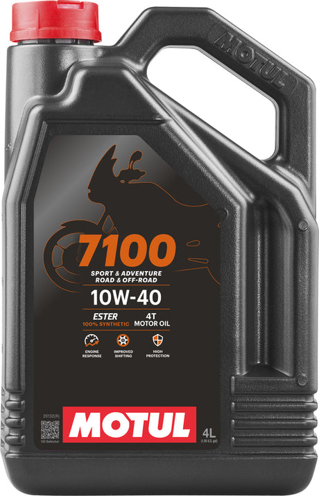 MOTUL 7100 4T Motorenöl 10W40, 4 Liter, flüssiges 4T-Öl für Motorradmotoren in einer offenen Flasche
