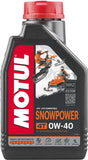MOTUL Snowpower 4T 0W40 Motorenöl, 1 Liter, hochwertiges 4-Takt-Öl für Motorräder, klare Flasche mit Etikett