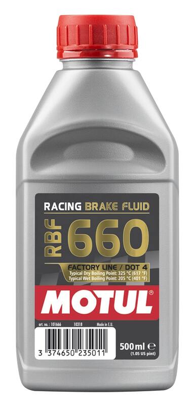 Motul DOT 4 RBF 660 Rennbremsflüssigkeit, 500ml, klare Flüssigkeit in einer Flasche für Hochleistungsbremsen