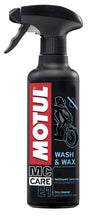 MOTUL E1 Wash & Wax Trockenreiniger Spray, 400ml, Reinigungsspray für Autos mit Trockenwachs-Formel, flacher 800ml Flasche