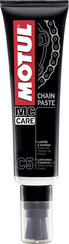 Motul MC Care C5 Kettenpaste in 150ml Tube, hochwertiges Kettenschmierfett für Motorräder, sichtbare Tube mit Produktbeschreibung