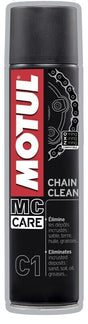 Motul MC Care Kettenreiniger Spray, 400ml, Reinigungsmittel für Motorradketten, sichtbare Sprayflasche auf weißem Hintergrund