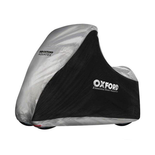OXFORD Abdeckplane Aquatex für Scooter, schwarz/silber, wetterfest, für Innen- und Außenschutz, langlebiges Oxford Material
