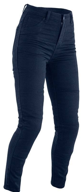 Blaue RST Damen Motorradjeans aus robustem Textil, Verstärkung im Kniebereich, Hosen-Jeans für sicheren Motorradsport.