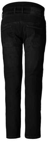 Schwarze RST Tech Pro CE Textiljeans, robuste Hosen-Jeans aus widerstandsfähigem Material, auf dem Bild zu sehen