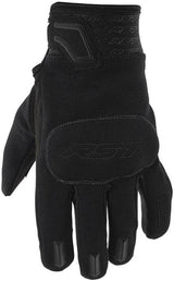Schwarze RST Rider Motorradhandschuhe aus mattem Material mit Schutzpolster für sicheren Fahrkomfort.