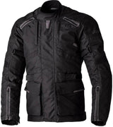 Schwarze RST Endurance CE Textil-Motorradjacke für Herren, Adventure-Jacke mit robustem Design und Schutzriemen.