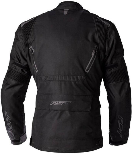 Schwarze RST Endurance CE Textil-Motorradjacke für Herren, Adventure-Jacke mit Schutzmaterial, auf einem Modell getragen