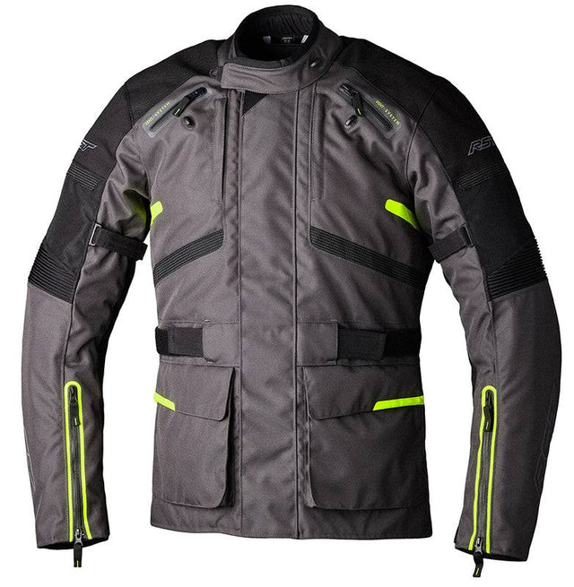 RST Endurance CE Textil-Motorradjacke für Herren, Adventure, in Graphit und Fluo-Gelb, sichtbare Jacke mit Protektoren