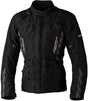 Schwarze RST Alpha 5 CE Textil-Motorradjacke mit Touring-Design, sichtbare Reißverschlüsse und Protektoren, frontal fotografiert.