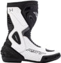 Weiße RST S1 Motorradstiefel für Touren, strapazierfähiges Leder mit Schnallenverschluss, geeignet für Motorradfahrer.
