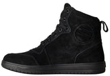 Schwarze RST Hi-Top Motorradstiefel aus Wildleder mit robustem Design und Schnürverschluss, ideal für Motorradtouren.