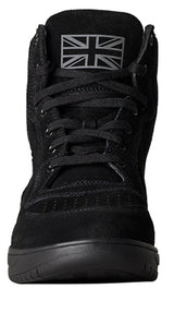 Schwarze RST Hi-Top Motorradstiefel aus Wildleder mit strapazierfähigem Design und verstärktem Knöchelbereich.