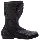Schwarze RST S-1 wasserdichte Motorradstiefel, robuste Touring-Stiefel mit rutschfester Sohle und verstärktem Schutz.