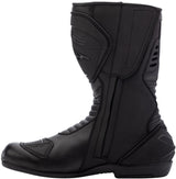 Schwarze RST S-1 wasserdichte Motorradstiefel für Touring, robustes Design und rutschfeste Sohle, sichtbar auf dem Bild.