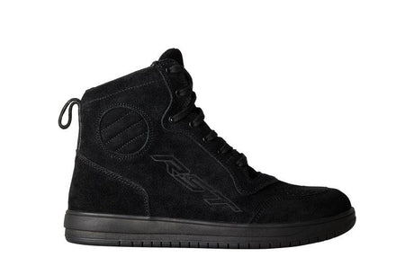 RST Damen Hoch-Top Schuhe aus schwarzem Wildleder mit robusten Schnürsenkeln und trendigem Design.