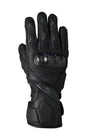 Schwarze RST Fulcrum Motorradhandschuhe für Herren, CE-zertifiziert, mit Schutz und bequemem Sitz, auf einem Motorrad-Handschuhbild.