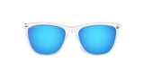 OAKLEY Frogskins Sonnenbrille mit klaren Gestell und Prizm Sapphire Gläsern, modischer Sonnenschutz für stilbewusste Träger