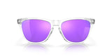 OAKLEY Frogskins Sonnenbrille mit poliertem klaren Rahmen und violetten Prizm-Gläsern, stilvoller Sonnenschutz für den Alltag