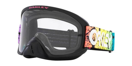 OAKLEY O Frame 2.0 Pro MX-Brille in Schwarz mit Splatter-Design und klarer Linse für Motocross- oder Offroad-Fahrten