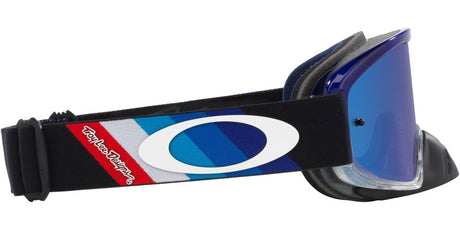 OAKLEY O Frame 2.0 Pro MX-Brille mit schwarzen Streifen, Eisspiegel-Linse und strapazierfähigem Rahmen für Motocross.