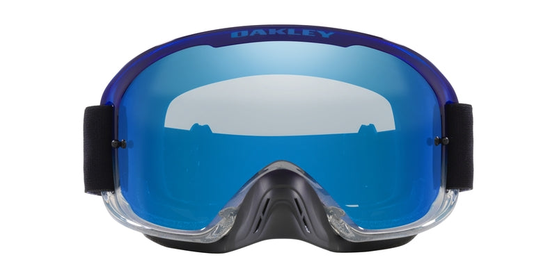 OAKLEY O Frame 2.0 Pro MX-Brille mit schwarzen Streifen, schwarzem Rahmen und Ice Iridium Linse für Motocross.