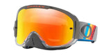 OAKLEY O Frame 2.0 Pro MX-Brille mit grauen Streifen und Fire Iridium Linse, geeignet für Motocross-Fahrten.