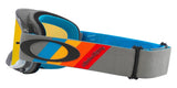 OAKLEY O Frame 2.0 Pro MX-Brille mit grauen Streifen und Fire Iridium Linse, geeignet für Motocross und Offroad.