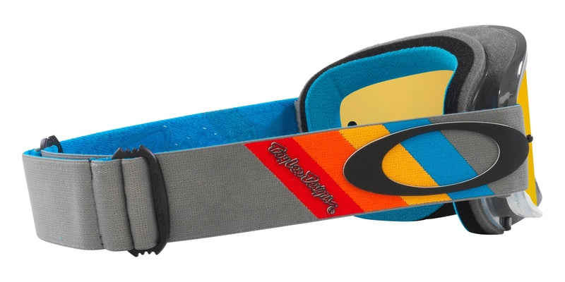 OAKLEY O Frame 2.0 Pro MX-Brille mit Fire Iridium Linse und grauen TLD Streifen, ideal für Motocross-Sport.