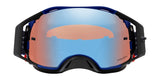 OAKLEY Airbrake MX-Brille mit blauer Rahmen und Prizm MX Sapphire Glas für Motocross, zeigt das Schutzbrillendesign.