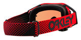 OAKLEY Airbrake MX-Brille mit roten Rahmen und Prizm MX Torch Glas für Motocross, sichtbare Brillengläser und Rahmen.