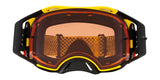 OAKLEY Airbrake MX-Brille mit gelbem Rahmen, Prizm MX Bronze Gläser, für Motocross, zeigt die Brille in Nahaufnahme