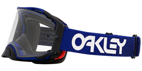 OAKLEY Airbrake MX-Brille in Blau mit klarem Glas, vielseitige Motobrille für den Offroad-Einsatz, robustes Design.