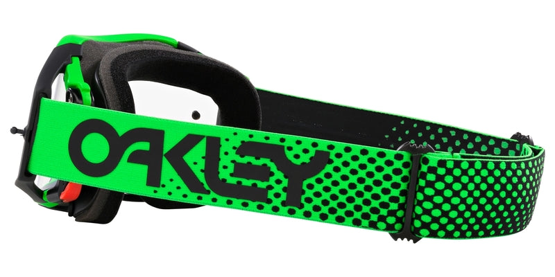OAKLEY Airbrake MX-Brille in Grün mit klaren Gläsern für Motocross, wetterfest und stoßfest, mit weichem Rahmen und breitem Sichtfeld
