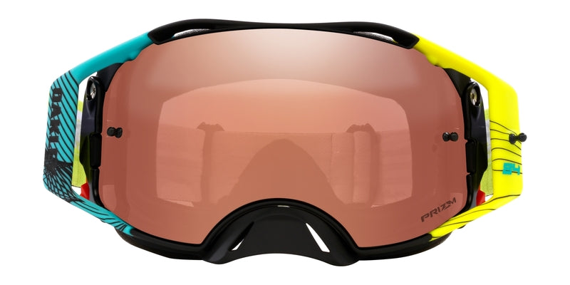 OAKLEY Airbrake MX-Brille mit schwarzen Prizm-Glas und Jeffrey Herlings Signatur, geeignet für Motocross, Blick auf das Brillengestell