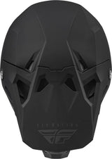 Schwarzer Fly Racing Formula CP Solid Motocrosshelm mit matte Oberfläche, Blick auf den vollständigen Helm.