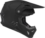 Fly Racing Kinder-Motocrosshelm Formel Cp in mattschwarz, stabile Helmgurt mit Visier für sicheren Schutz beim Offroad-Fahren