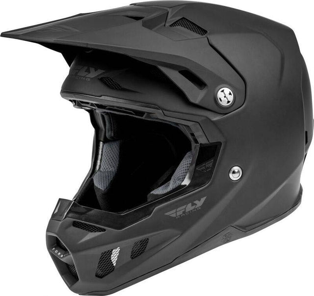Schwarzer, matter Kinder-Motocrosshelm von FLY RACING, hochwertige Fly Racing Formula CC Solid Kinderhelm, sicherer Schutz.